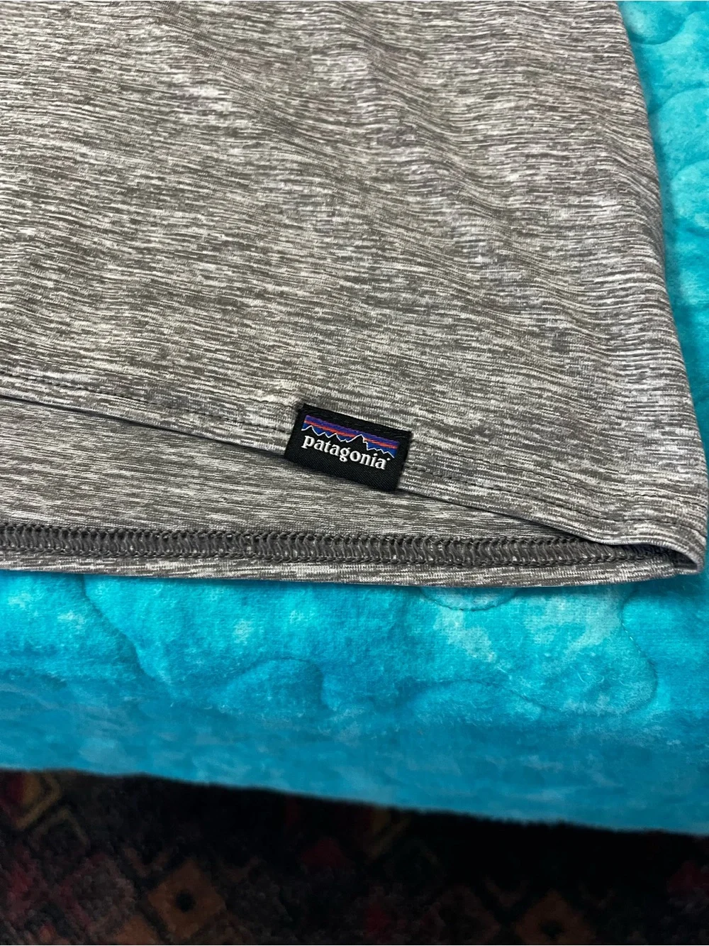 Patagonia Grey Long-Sleeve Women’s Tee with Mountain Logo